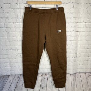 Nike Sweatpants Joggers Men's LARGE Brown Club Fleece Sportswear BV2671-259